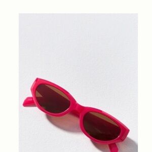 Anthropologie Eyeking Slim Oval Sunglasses - Cerise Pink NWOT